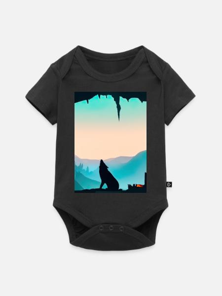Wolf bei Nacht - Baby Premium Kurzarmbody - Schwarz