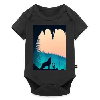 Wolf bei Nacht - Baby Premium Kurzarmbody - Schwarz - Vorne
