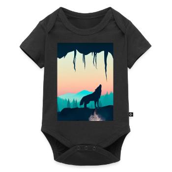 Wolf bei Nacht - Baby Premium Kurzarmbody - Schwarz - Vorne