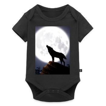 Wolf bei Nacht - Baby Premium Kurzarmbody - Schwarz - Vorne