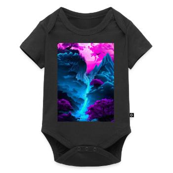 Mystischer Wasserfall - Baby Premium Kurzarmbody - Schwarz - Vorne