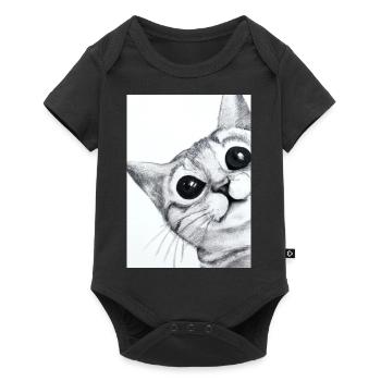 Niedliche Katze Zeichnung - Baby Premium Kurzarmbody - Schwarz - Vorne