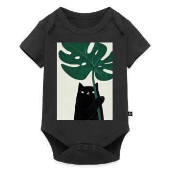 Katze mit Urlaub - Baby Premium Kurzarmbody - Schwarz - Vorne