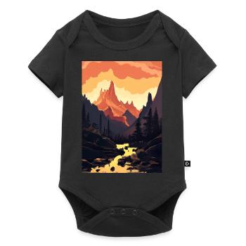Sonnenuntergang Wald - Baby Premium Kurzarmbody - Schwarz - Vorne