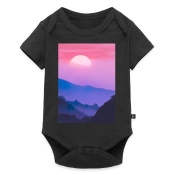 Rosa Sonnenuntergang - Baby Premium Kurzarmbody - Schwarz - Vorne