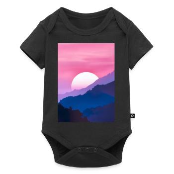 Rosa Sonnenuntergang - Baby Premium Kurzarmbody - Schwarz - Vorne