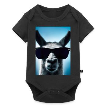 Lama mit Sonnenbrille - Baby Premium Kurzarmbody - Schwarz - Vorne