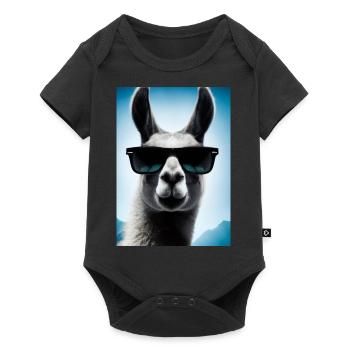 Lama mit Sonnenbrille - Baby Premium Kurzarmbody - Schwarz - Vorne