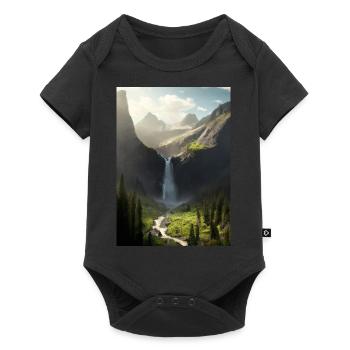 Wasserfall in der Natur - Baby Premium Kurzarmbody - Schwarz - Vorne