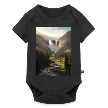 Wasserfall in der Natur - Baby Premium Kurzarmbody - Schwarz - Vorne