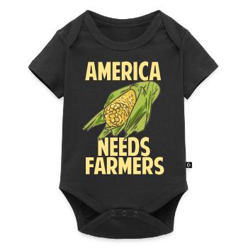 Amerika braucht Landwirte - Baby Premium Kurzarmbody - Schwarz - Vorne