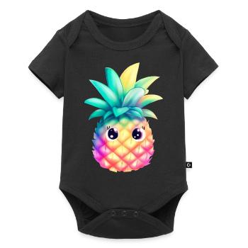 Mignon ananas coloré Fruit d’été cadeau de vacances - Body à manches courtes Premium Bébé - noir - Devant