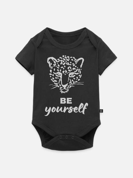 LEOPARD - Baby Premium Kurzarmbody - Schwarz