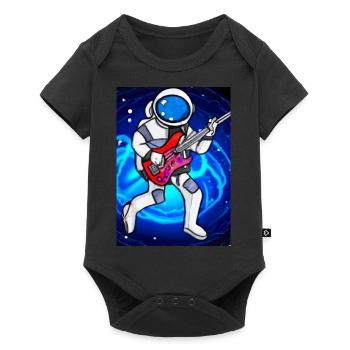 Astronaut spielt Gitarre - Baby Premium Kurzarmbody - Schwarz - Vorne