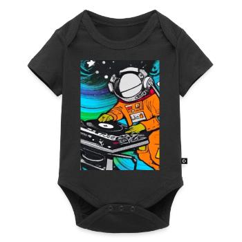 Astronaut DJ im Weltraum - Baby Premium Kurzarmbody - Schwarz - Vorne