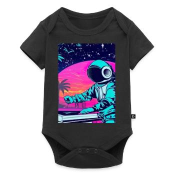 Astronaut DJ im Weltraum - Baby Premium Kurzarmbody - Schwarz - Vorne