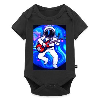 Astronaut spielt Gitarre - Baby Premium Kurzarmbody - Schwarz - Vorne