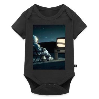 Astronaut sieht fern - Baby Premium Kurzarmbody - Schwarz - Vorne