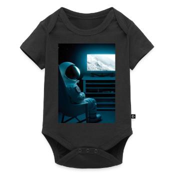 Astronaut sieht fern - Baby Premium Kurzarmbody - Schwarz - Vorne