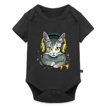Jili the audiophile cat - Baby Premium short-sleeve bodysuit - black - Front