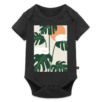 Katzen auf Leafs - Baby Premium Kurzarmbody - Schwarz - Vorne