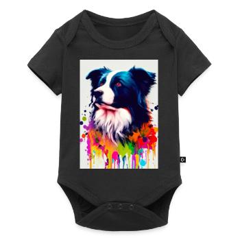 Bunter Border Collie - Baby Premium Kurzarmbody - Schwarz - Vorne