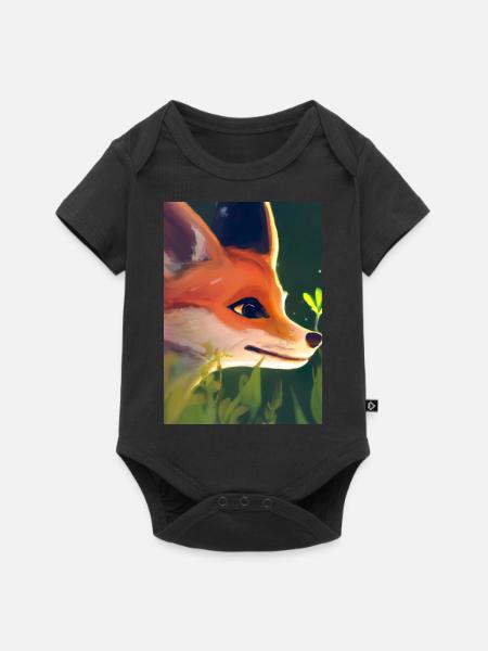 Niedliche Fuchs-Malerei - Baby Premium Kurzarmbody - Schwarz