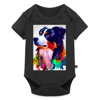 Bunter Border Collie - Baby Premium Kurzarmbody - Schwarz - Vorne