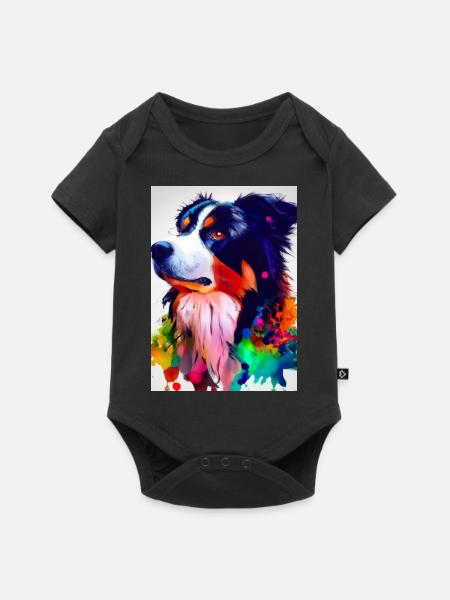 Bunter Border Collie - Baby Premium Kurzarmbody - Schwarz