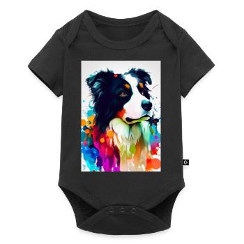 Bunter Border Collie - Baby Premium Kurzarmbody - Schwarz - Vorne