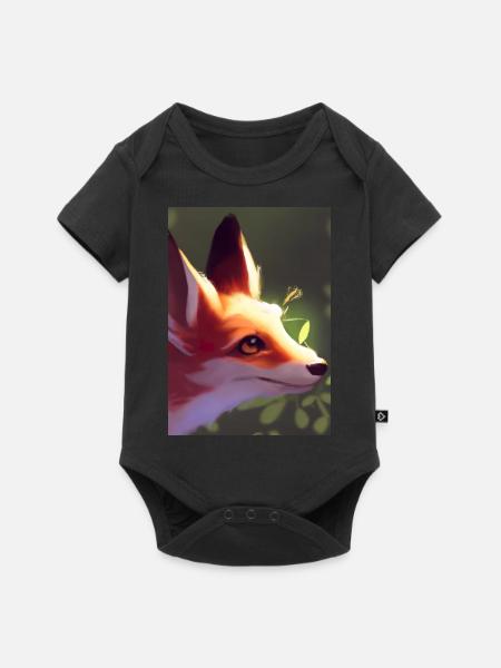 Niedliche Fuchs-Malerei - Baby Premium Kurzarmbody - Schwarz