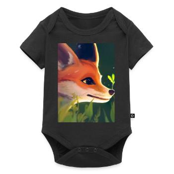 Niedliche Fuchs-Malerei - Baby Premium Kurzarmbody - Schwarz - Vorne