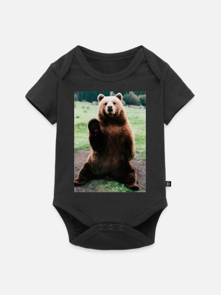 Niedlicher Hallo-Bär - Baby Premium Kurzarmbody - Schwarz