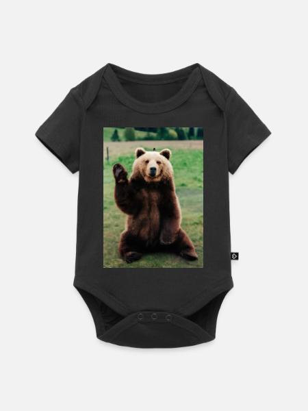 Niedlicher Hallo-Bär - Baby Premium Kurzarmbody - Schwarz