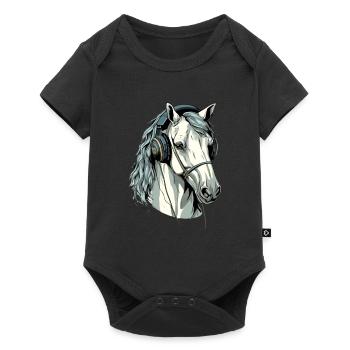 Hapo the audiophile horse - Baby Premium short-sleeve bodysuit - black - Front