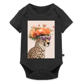 Blumenmode Löwe - Baby Premium Kurzarmbody - Schwarz - Vorne