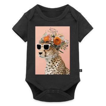 Blumenmode Löwe - Baby Premium Kurzarmbody - Schwarz - Vorne