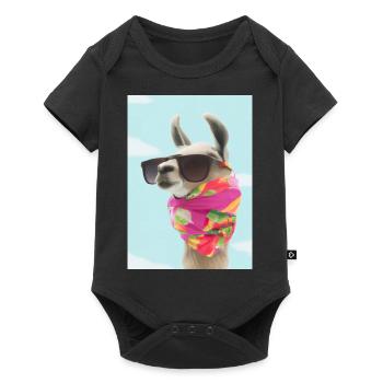 Ferienmode Lama - Baby Premium Kurzarmbody - Schwarz - Vorne