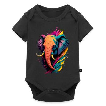 Bunter Elefant - Baby Premium Kurzarmbody - Schwarz - Vorne