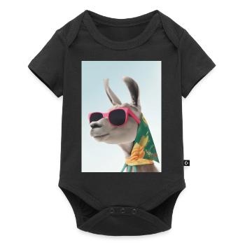 Ferienmode Lama - Baby Premium Kurzarmbody - Schwarz - Vorne
