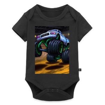Monstertruck in der Arena - Baby Premium Kurzarmbody - Schwarz - Vorne