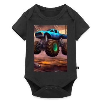 Monstertruck in der Arena - Baby Premium Kurzarmbody - Schwarz - Vorne