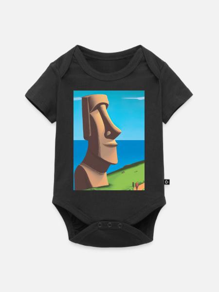 Monumentale Moai-Statuen - Baby Premium Kurzarmbody - Schwarz