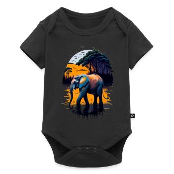 Éléphant - Body à manches courtes Premium Bébé - noir - Devant