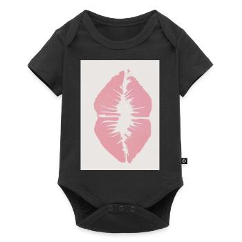 Rosa Lippen - Baby Premium Kurzarmbody - Schwarz - Vorne