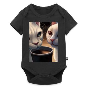 Two Cats Kaffee - Baby Premium Kurzarmbody - Schwarz - Vorne