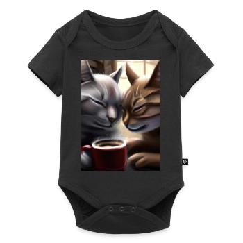 Two Cats Kaffee - Baby Premium Kurzarmbody - Schwarz - Vorne