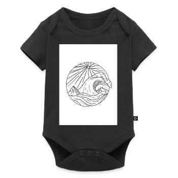 Welle und Sonne - Baby Premium Kurzarmbody - Schwarz - Vorne