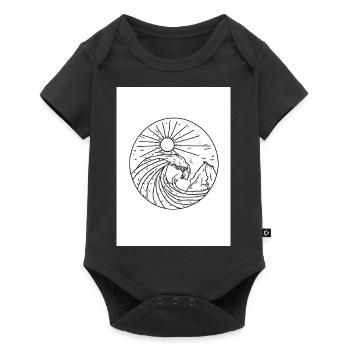 Welle und Sonne - Baby Premium Kurzarmbody - Schwarz - Vorne