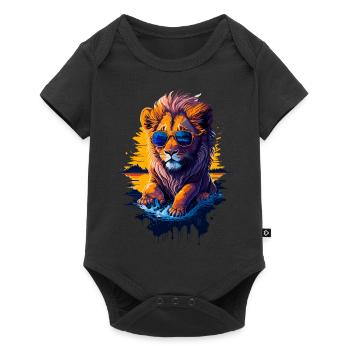 Mignon bébé lion - Body à manches courtes Premium Bébé - noir - Devant